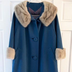 VINTAGE 1960s Ilene Originals Wool Swing Coat - Blue